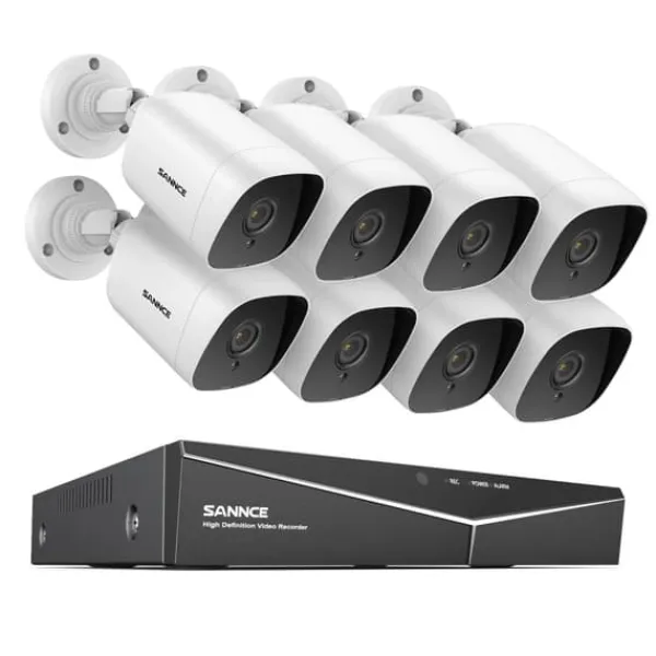 Sikkerhedsmonitorer & Videokameraer^SANNCE 8CH DVR Kit, 1080P Høj Opløsning, Nattesyn Op til 30m,8CH 8PCS DVR Kit-a, 2T