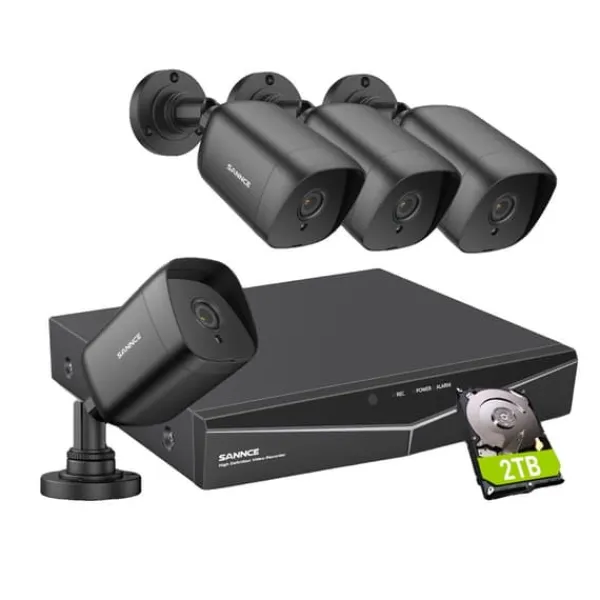 Sikkerhedsmonitorer & Videokameraer^Sannce Security Camera System, 5MP Opløsning, 4TB Storage,4PCS 2TB