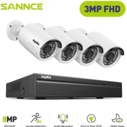 Sikkerhedsmonitorer & Videokameraer^SANNCE Videoovervågningssystem, 8MP opløsning, POE IP-kameraer,I71FQ04, 2T