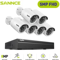 Online SANNCE Videoovervågningssystem, 8MP opløsning, POE IP-kameraer,I51FQ06, Ingen Sikkerhedsmonitorer & Videokameraer