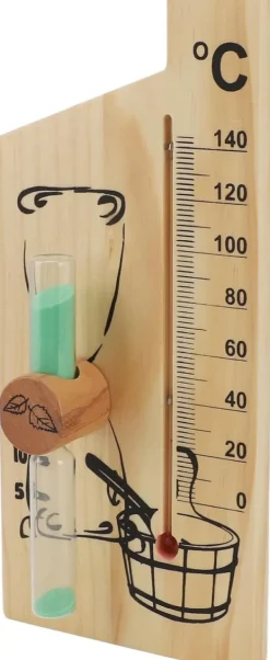 Sauna^Sauna Termometer Timeglas, Guld Elegant Design Sauna Termometer Timeglas 0-140 Grader Celsius Træ Velegnet til Hoteller