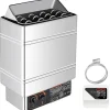Sauna^Saunaovn 9 KW, el-sausnherd 380 V - 415 V, rustfri stål saunaovn, elektrisk saunaovn med 2 indstillinger (temperatur, tid) og ekstern