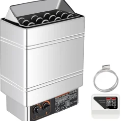 Sauna^Saunaovn 9 KW, el-sausnherd 380 V - 415 V, rustfri stål saunaovn, elektrisk saunaovn med 2 indstillinger (temperatur, tid) og ekstern