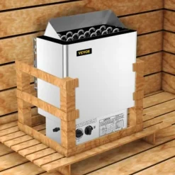 Sauna^Saunaovn, 9KW elektrisk indbygget kontrol, 40x23x56 cm, rustfrit stål