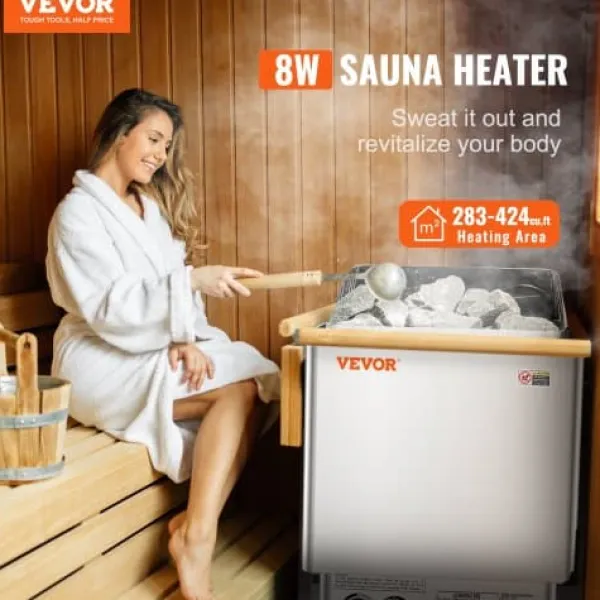 Sale Saunaovn, 8kW elektrisk saunaovn, 41,2x27,4x57 cm, rustfrit stål Sauna