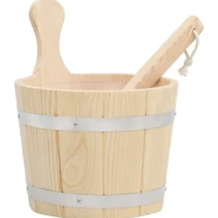 Sauna^Saunaspand med øse i massivt fyrretræ | Farve: Natur | Størrelse: 5 liter