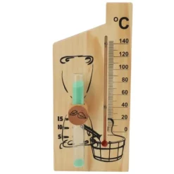 Sauna^Saunatermometer Timeglas 15 Minutters Sand Timer Golden Wood 0 til 140 Celsius Grad Temperaturmåler Vægmonteret Saunatilbehør