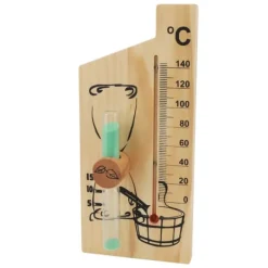 Sauna^Saunatermometer Timeglas 15 Minutters Sand Timer Golden Wood 0 til 140 Celsius Grad Temperaturmåler Vægmonteret Saunatilbehør