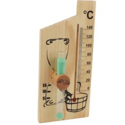 Sauna^Saunatermometer Timeglas 15 Minutters Sand Timer Golden Wood 0 til 140 Celsius Grad Temperaturmåler Vægmonteret Saunatilbehør