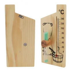 Sauna^Saunatermometer Timeglas 15 Minutters Sand Timer Golden Wood 0 til 140 Celsius Grad Temperaturmåler Vægmonteret Saunatilbehør
