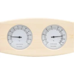 Outlet Saunatilbehør - Living 2-i-1 saunasæt med hygrometer og timeglas massivt fyrretræ Sauna
