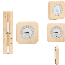 Sauna^Saunatilbehør - Living 2-i-1 saunasæt hygrometer og timeglas massivt fyrretræ