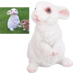Hot Sød kanin Skulptur Harpiks Håndværk Have Bunny Dekoration Simulering Kanin Statue til Plæne Have Patio Havedekorationer