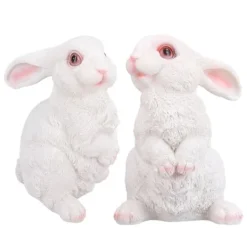 Hot Sød kanin Skulptur Harpiks Håndværk Have Bunny Dekoration Simulering Kanin Statue til Plæne Have Patio Havedekorationer