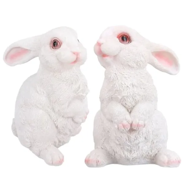 Hot Sød kanin Skulptur Harpiks Håndværk Have Bunny Dekoration Simulering Kanin Statue til Plæne Have Patio Havedekorationer
