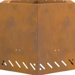 Discount Sekskantet Bålsted i Forvitret Stål - Bålfad til Udendørs Brug | Størrelse: 58x58x51 cm Pejse