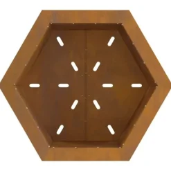 Discount Sekskantet Bålsted i Forvitret Stål - Bålfad til Udendørs Brug | Størrelse: 58x58x51 cm Pejse