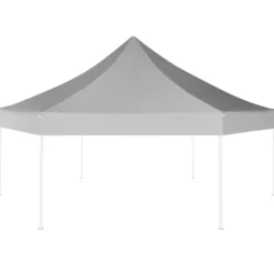 Telte & Lysthuse^Sekskantet foldbart pop-up festtelt - Vandafvisende | Størrelse: 3,6x3,1 m | Farve: Grå
