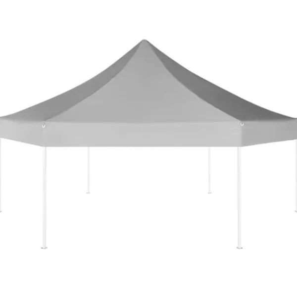 Telte & Lysthuse^Sekskantet foldbart pop-up festtelt - Vandafvisende | Størrelse: 3,6x3,1 m | Farve: Grå