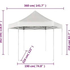 Telte & Lysthuse^Sekskantet foldbart pop-up festtelt - Vandafvisende | Størrelse: 3,6x3,1 m | Farve: Grå