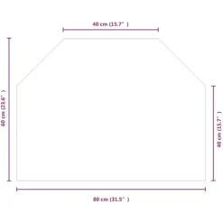 Tilbehør Til Brændeovne & Pejse^Sekskantet glasplade til pejs - Beskyttelse af gulv | Størrelse: 80x60 cm