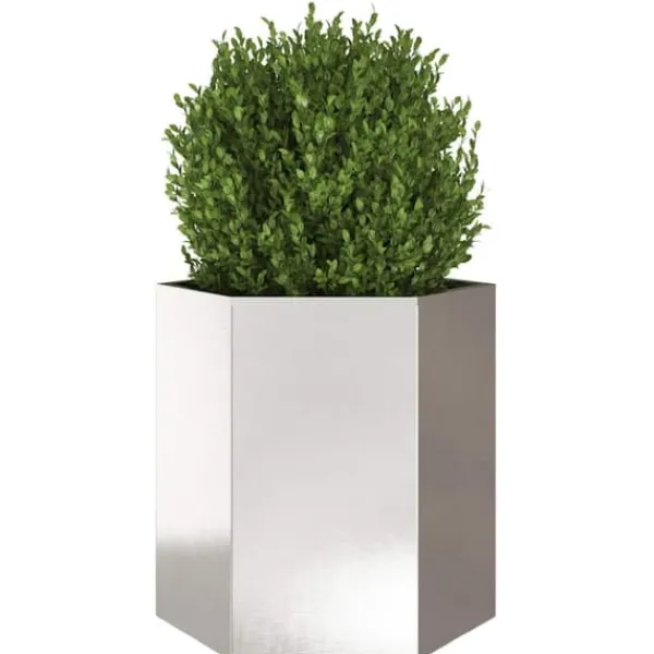 Krukker & Plantebeholdere^Sekskantet plantekrukke i rustfrit stål 46x40x45 cm | Farve: Metal | Størrelse: 46x40x45 cm