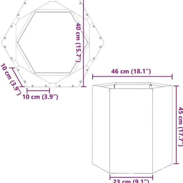 Krukker & Plantebeholdere^Sekskantet plantekrukke i rustfrit stål 46x40x45 cm | Farve: Metal | Størrelse: 46x40x45 cm