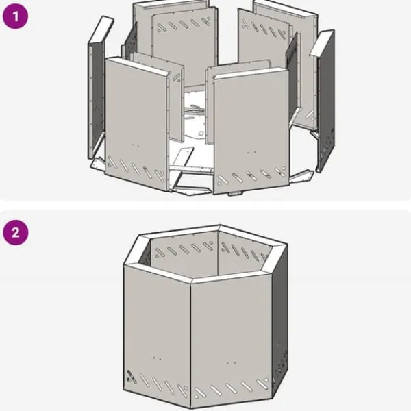 Outlet Sekskantet udendørs bålfad - Koldvalset stål | Farve: Sort | Størrelse: 58x58x51 cm Brændeovne