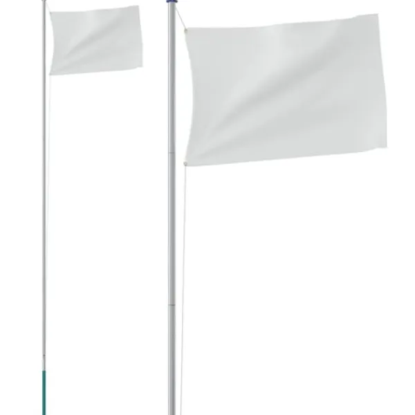 Flag & Vindposer^Sektionsinddelt flagstang 6,23 m i aluminium | Farve: Sølv | Justerbar højde og vejrbestandig