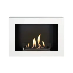 Hot Serra bio-ethanol vægkomfur - Hvid - atmosfærisk brændeovn - 1,5 KW varme Pejse
