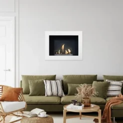 Hot Serra bio-ethanol vægkomfur - Hvid - atmosfærisk brændeovn - 1,5 KW varme Pejse