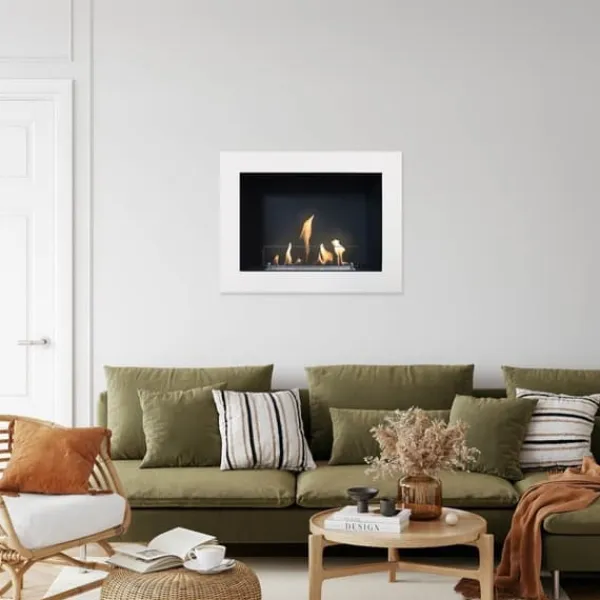 Hot Serra bio-ethanol vægkomfur - Hvid - atmosfærisk brændeovn - 1,5 KW varme Pejse