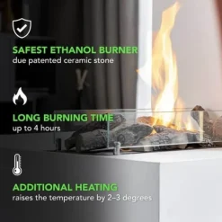 Serra bio-ethanol vægkomfur - Grå - atmosfærisk brændeovn - 1,5 KW varme Pejse