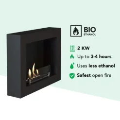 Serra bio-ethanol vægovn - Sort - Mood pejs - 1,5 KW varme Pejse