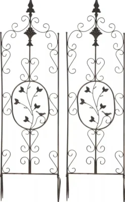 Krukker & Plantebeholdere^Set of 2 Antique Bronze Metal Burgus Garden Trellises for Climbing Plants, 122cm Height