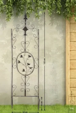 Krukker & Plantebeholdere^Set of 2 Antique Bronze Metal Burgus Garden Trellises for Climbing Plants, 122cm Height