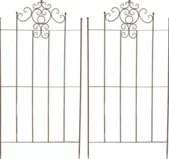 Hot Set of 2 Paula Metal Trellis Stakes, Antique Brown, Rustic Country House Style Climbing Aid, 170cm Height Buer, Spalier, Lysthuse Uden Tag