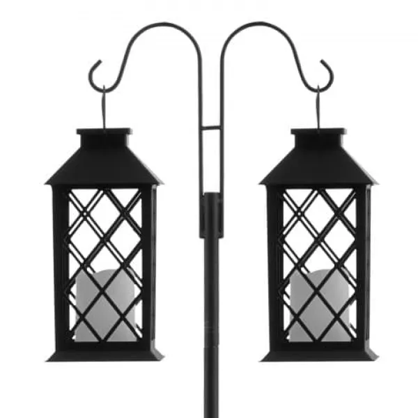 Til Fugle & Småvildt^Shepherd's Hook, Dobbelt Udendørs Havekrog, 295x250x2345 mm, Sort, Stål