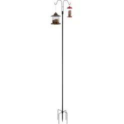 Til Fugle & Småvildt^Shepherd's Hook, Dobbelt Udendørs Havekrog, 295x250x2345 mm, Sort, Stål