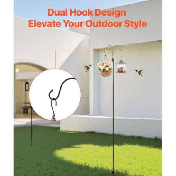 Til Fugle & Småvildt^Shepherd's Hook, Dobbelt Udendørs Havekrog, 295x250x2345 mm, Sort, Stål