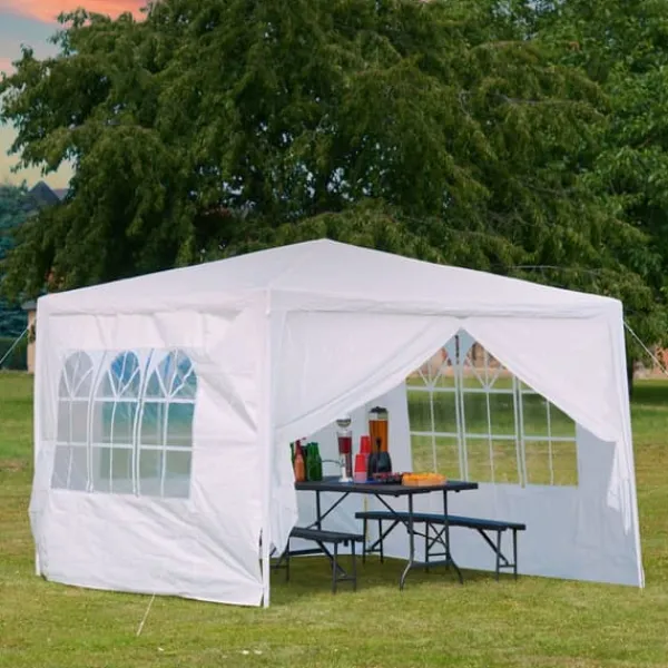 Clearance Sidepanel-sæt til havepavillon, 300x200 cm, hvid Telte & Lysthuse