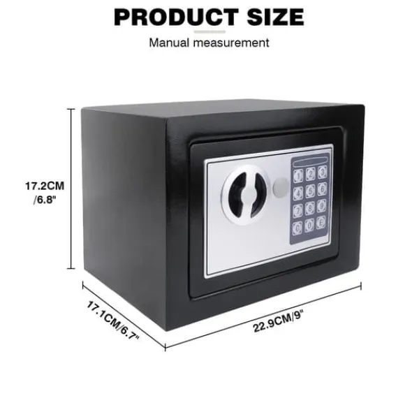New Sikker, solid stål konstruktion, digital PIN betjening, overflademonteret installation,SORT 4.6L Pengeskabe