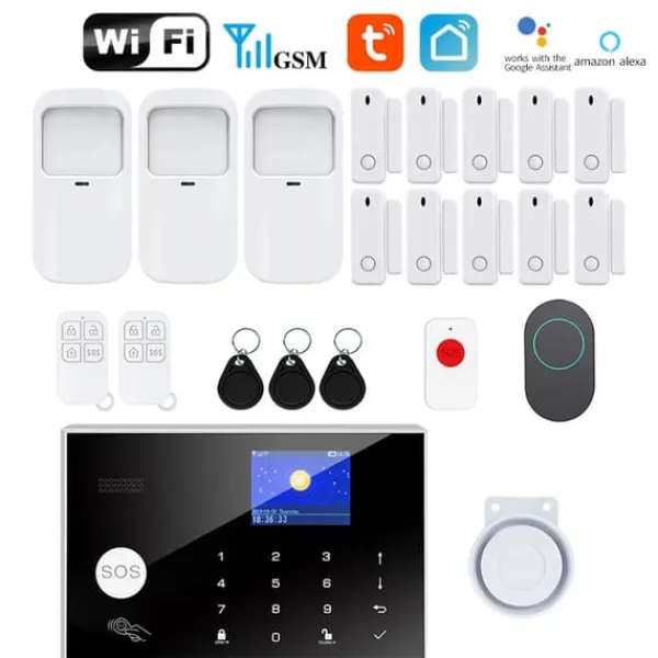 New Sikkerhedsalarm System, GSM og WiFi Forbindelse, App Kontrol,EU-stik-d, D Hjemmealarmsystemer