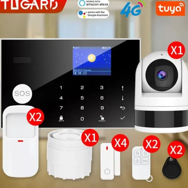 Sikkerhedsalarmssystem, Trådløs forbindelse, Smart Home-kompatibilitet,E, EU-stik Hjemmealarmsystemer