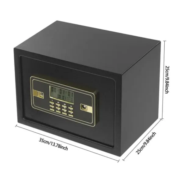 New Sikkerhedsboks, Dobbeltlås Design, Realtids LED Display,sort Pengeskabe