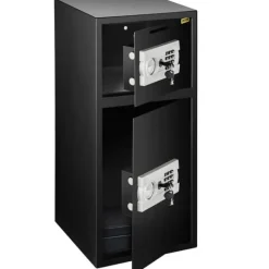 Pengeskabe^Sikkerhedsboks, Tungt stål, Eksterne dimensioner: 29 1/2" H x 13 1/2" B x 13 1/2" D, 3-8 cifret kode tilpasselig