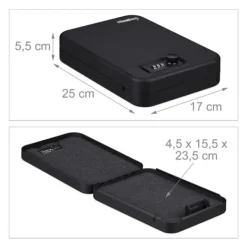 Clearance Sikkerhedsboks, 5.5x17x25 cm, Sort Pengeskabe