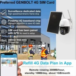 Outlet Sikkerhedskamera, 3 Megapixel, 25 FPS, Trådløs, 4G Forbindelse, Solcelledrevet Sikkerhedsmonitorer & Videokameraer