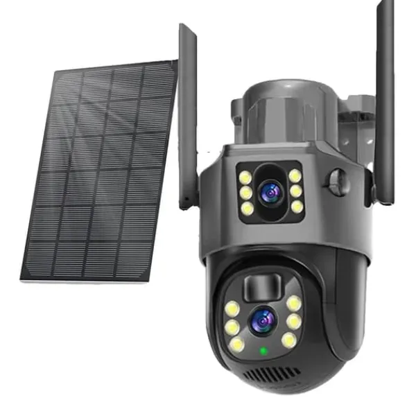 Clearance Sikkerhedskamera, 4K Dual Linse, Soldrevet,1Pcs WIFI Solkamera Sikkerhedsmonitorer & Videokameraer