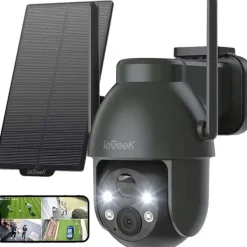 Sale Sikkerhedskamera, 2K opløsning, 360° PTZ, Wi-Fi 2.4GHz forbindelse, farve nattsyn, batteridrevet Sikkerhedsmonitorer & Videokameraer